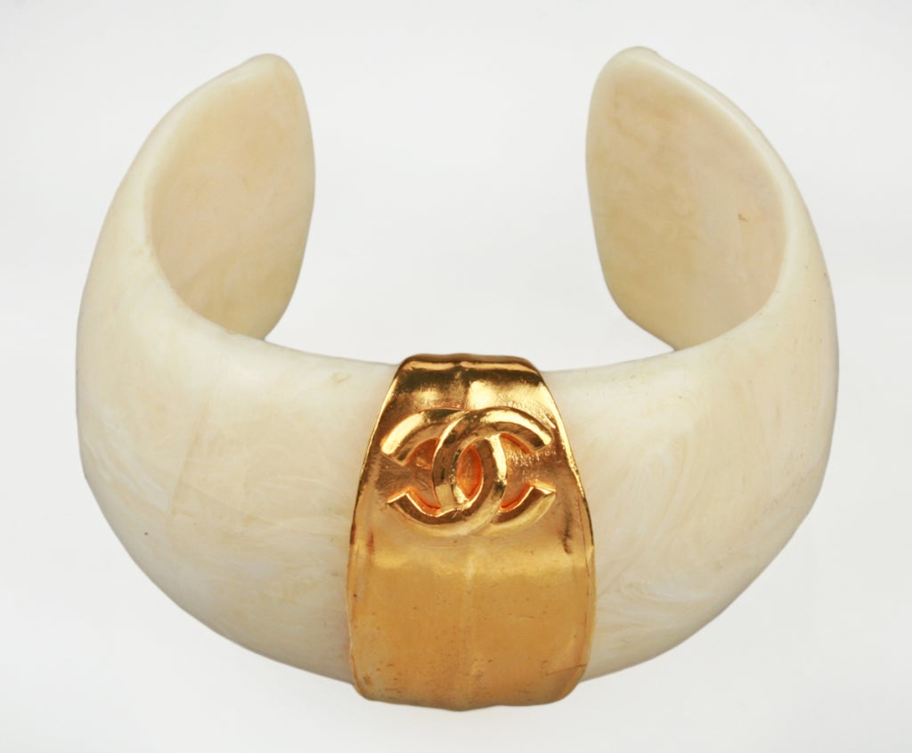 CHANEL Ivory Resin Cuff