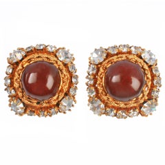 CHANEL Poured Glass Cabochon Earrings