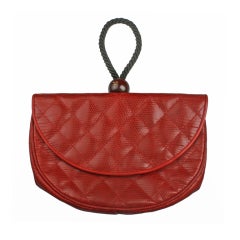 CHANEL Red Lizard Pochette