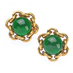 Chanel  Emerald Green Gripoix Earrings