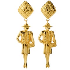 Iconic Coco Chanel Shaped Gold Clip-on Earrings