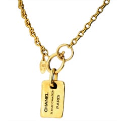 Vintage Gold Chanel Chain Necklace with Hanging Stamped Tag
