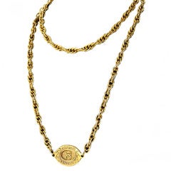 Chanel Gold Tone Chain with Oval CC logo plaque 9