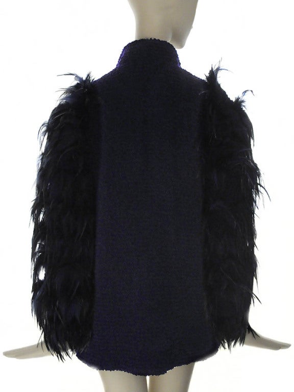 Ted Lapidus Haute Couture Lamb's Wool Ostrich Feather Coat For Sale 2