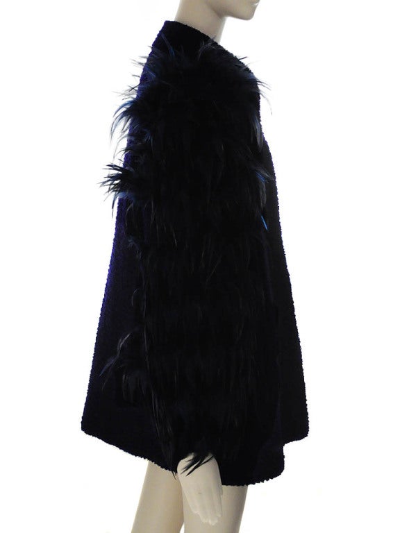 Women's Ted Lapidus Haute Couture Lamb's Wool Ostrich Feather Coat For Sale
