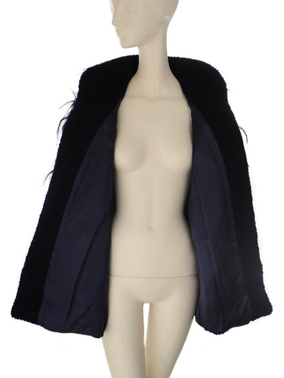 Ted Lapidus Haute Couture Lamb's Wool Ostrich Feather Coat