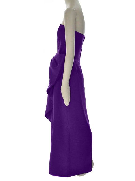 Vintage Victor Costa  for Sakowitz Violet Strapless Evening Gown In Excellent Condition In Boca Raton, FL