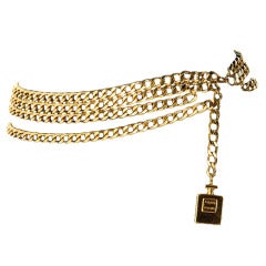 Vintage Chanel Gold Chain Belt with Perfume Bottle Dangle