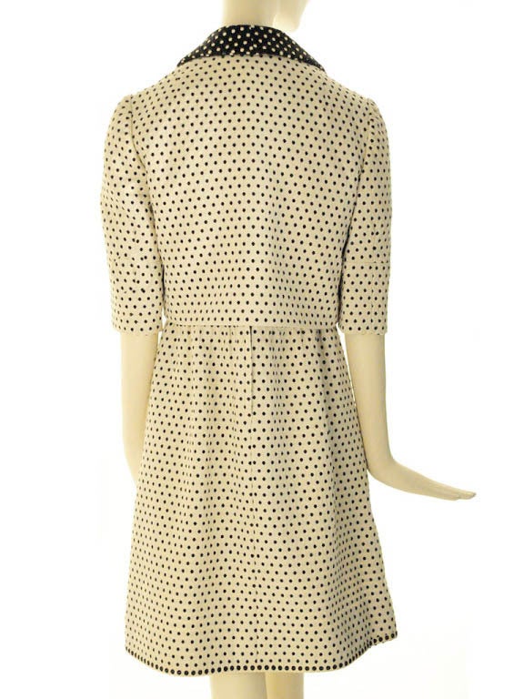 Oscar de La Renta Boutique-Black & Creme Dot Jacket & Dress Late 1950's RARE For Sale 1