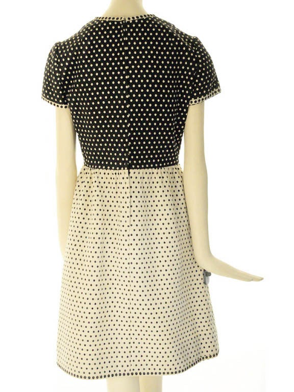 Oscar de La Renta Boutique-Black & Creme Dot Jacket & Dress Late 1950's RARE For Sale 2