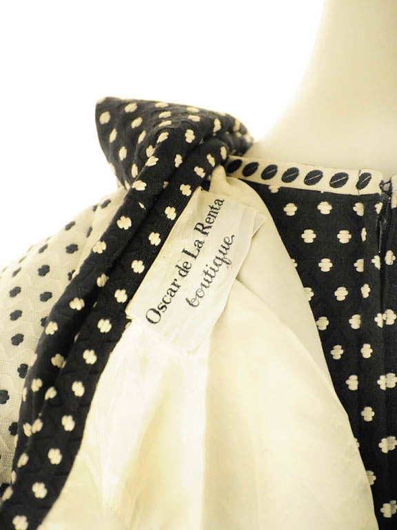 Oscar de La Renta Boutique-Black & Creme Dot Jacket & Dress Late 1950's RARE For Sale 4