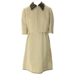 Oscar de La Renta Boutique-Black & Creme Dot Jacket & Dress Late 1950's RARE