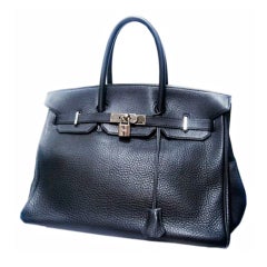 Hermes 35 Cm Birkin Bag Black Togo Leather Palladium