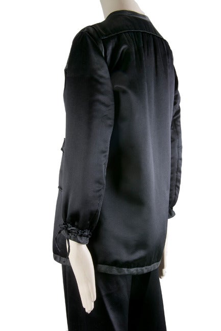 Courreges 2p. Jacket & Drawstring Pants Set-Black Silk 1