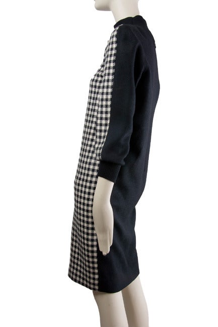 Gray Vintage Courreges Black/Creme Houndstooth Wool Dress For Sale