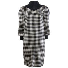 Vintage Courreges Black/Creme Houndstooth Wool Dress 3