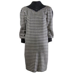 Vintage Courreges Black/Creme Houndstooth Wool Dress