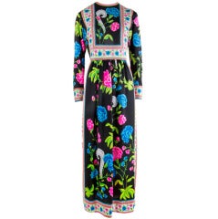 Mr. Dino Maxi Sheath Dress-Black w/Multi Bright Floral Print