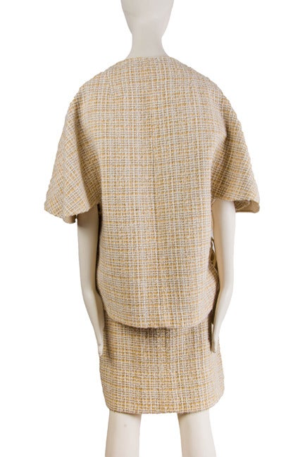 Bonnie Cashin Golden Beige Tweed Cape Skirt Suit