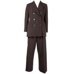 Hermes Brown Double Breasted Two Piece Wool Pants Suit Set Never Worn