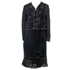 Cheap and Chic by Moschino 2p. Jacket & Skirt Suit-Black w/White Stitching 8