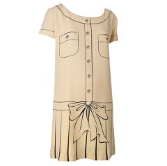 Moschino Couture Painted Dress-Tan w/Brown