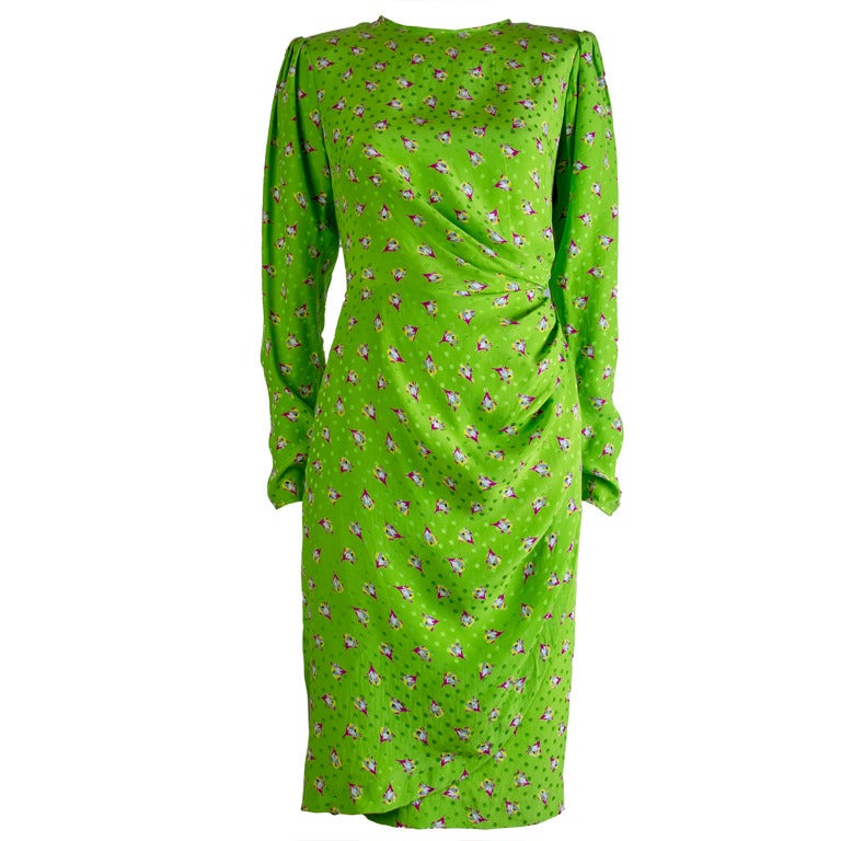 Vintage Ungaro Silk Print Dress For Sale at 1stDibs