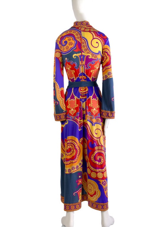 Leonard Fashion Oriental Mod Maxi Dress In Excellent Condition In Boca Raton, FL
