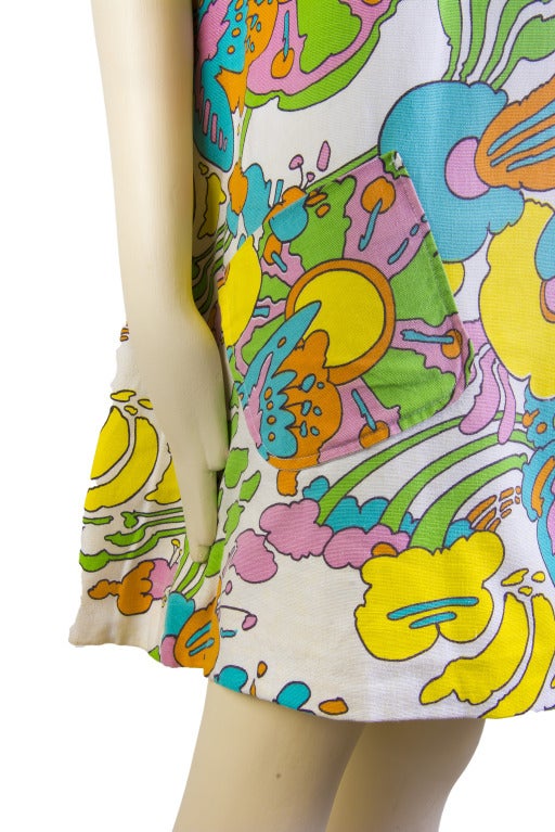 Peter Max Print Print Shift Dress In Good Condition In Boca Raton, FL