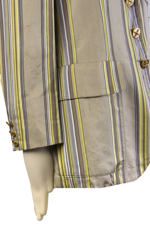 Hermes Striped Silk Blazer In Good Condition For Sale In Boca Raton, FL