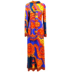 1970's Leonard Jewel Toned Maxi Dress