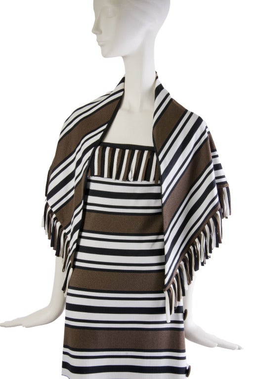 Black  Pierre Balmain 1970’s Maxi Dress W/ Matching Scarf/Shawl Fabulous  For Sale