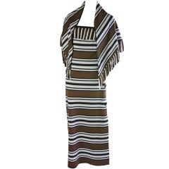 Vintage Pierre Balmain Long Striped Dress W/ Matching Scarf/Shawl 5
