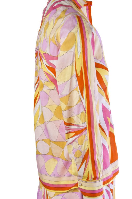 Emilio Pucci 1960's Two Piece Skirt & Blouse Set In Excellent Condition For Sale In Boca Raton, FL