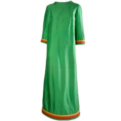 Lanvin Boutique Long Green Doupioni Silk Dress