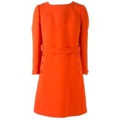 Vintage Courreges Bright Orange  Long Sleeve Dress