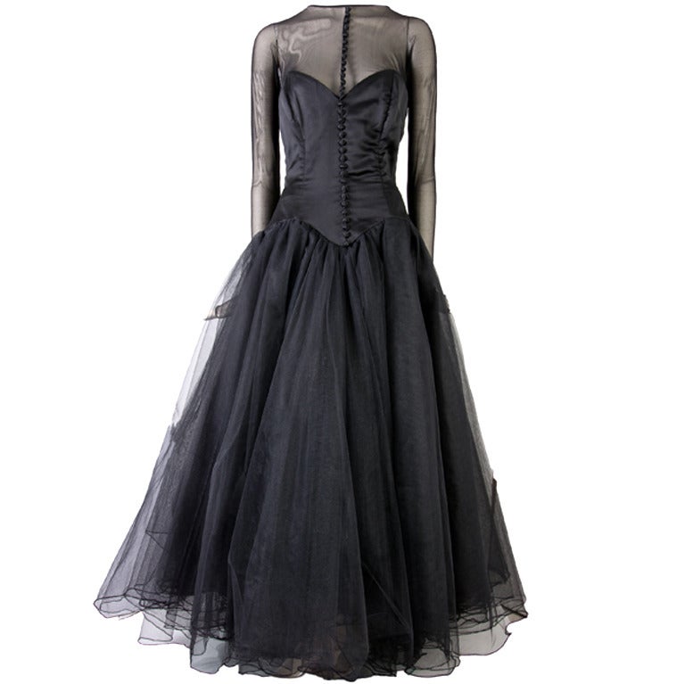 Vicky Tiel Couture Custom Made Black Evening Gown