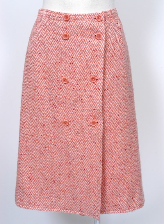 Courreges Pink Tweed Skirt Suit In Excellent Condition For Sale In Boca Raton, FL