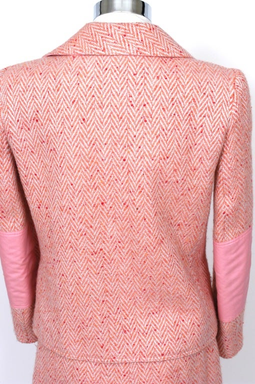 Courreges Pink Tweed Skirt Suit For Sale 2