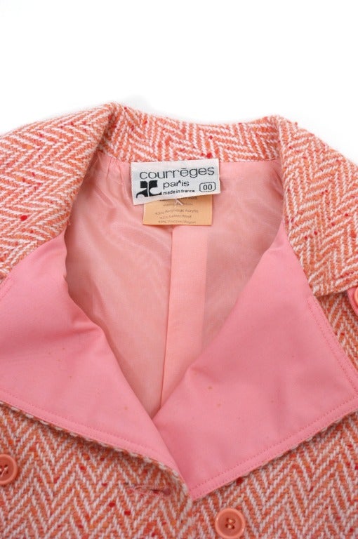 Women's Courreges Pink Tweed Skirt Suit For Sale