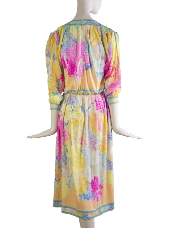 Leonard Vintage Silk Print Dress In Excellent Condition For Sale In Boca Raton, FL