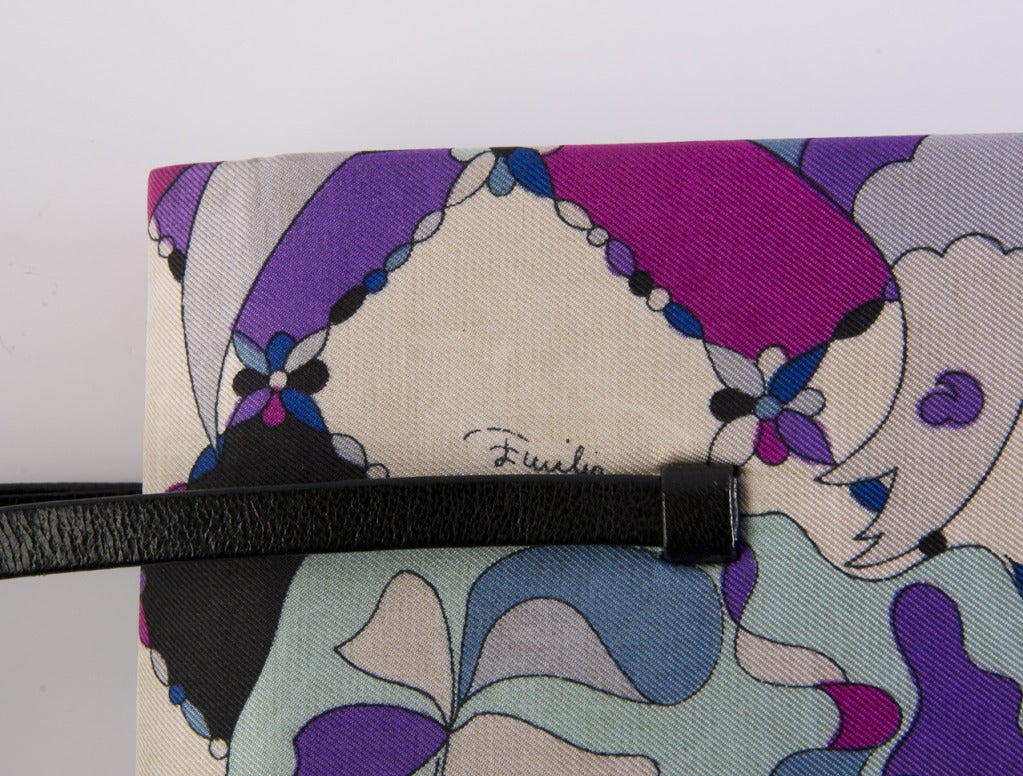 Gray Emilio Pucci Vintage Purple Blue Creme Print Handbag/Clutch