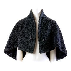 Vintage Black Russian Lamb Cape Wrap