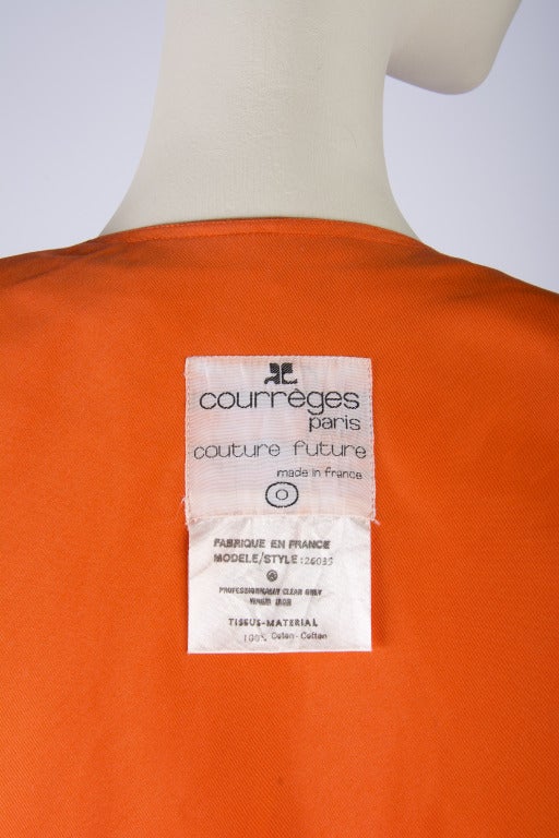 Red Courreges Orange Corduroy Two Piece Vest & Skirt Set