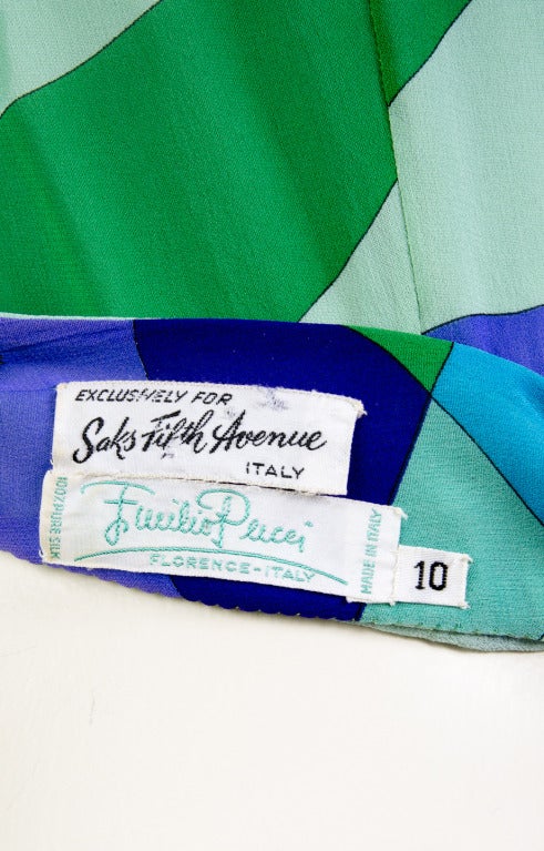 Women's Emilio Pucci Blue, Green, Seafoam Floral Silk Lounge Pants Size 10 For Sale