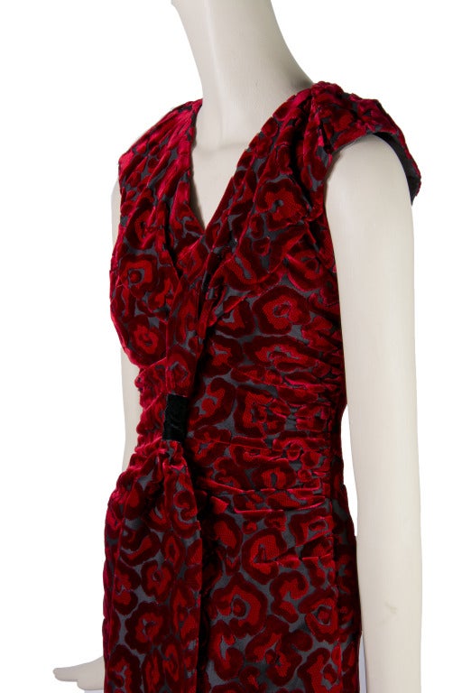 Women's Prada Red and Black Burnout Velvet Sleeveless Dress Sizes 42 & 38 available