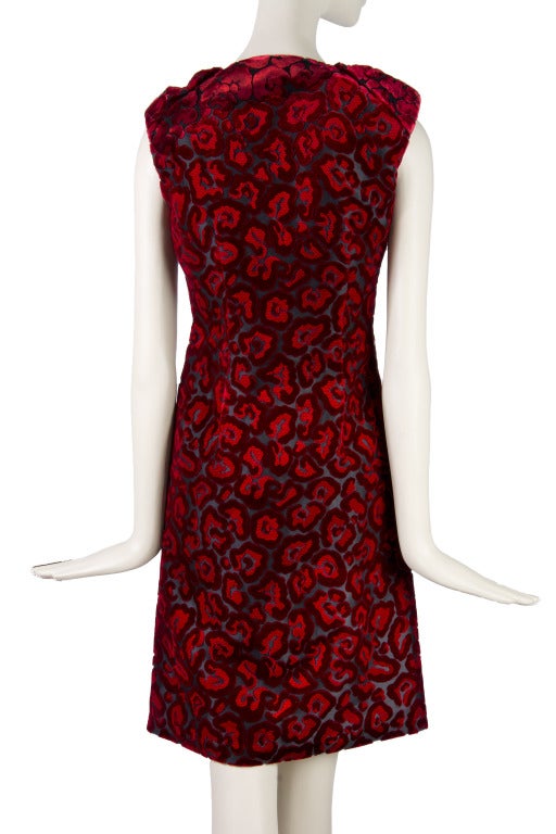 Prada Red and Black Burnout Velvet Sleeveless Dress Sizes 42 & 38 available 1