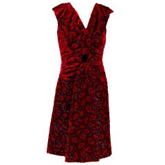 Prada Red and Black Burnout Velvet Sleeveless Dress Sizes 42 & 38 available