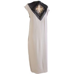 Geoffrey Beene Champagne & Black with Illusion Maxi Dress Size 10