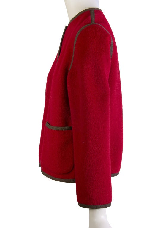 Pierre Cardin Red with Black Detail Wool Coat/Jacket Size 6 For Sale 1
